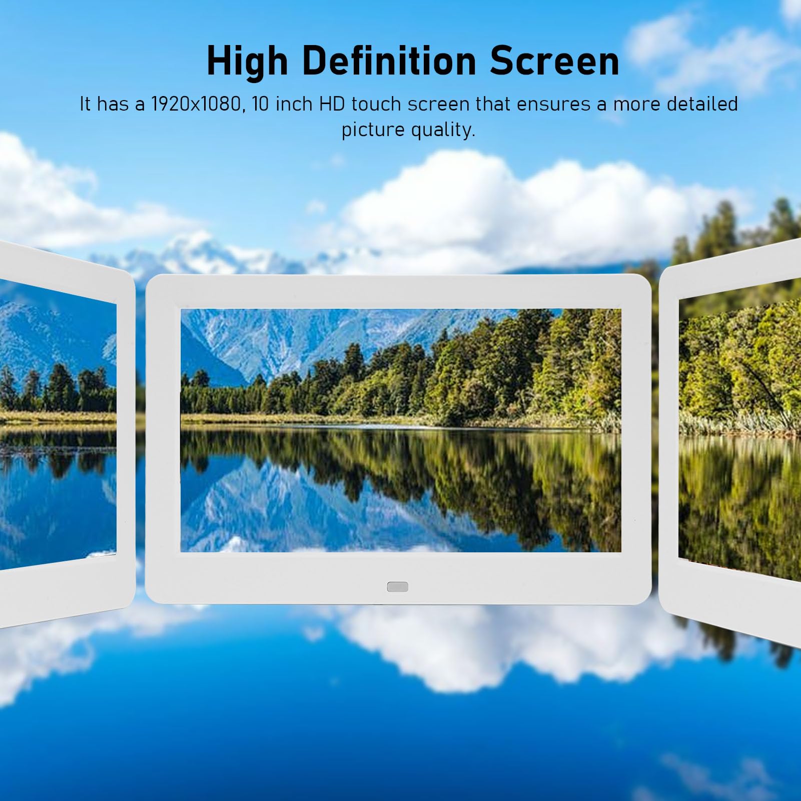 Frame di Foto Digitale da 10 Pollici, Cornice Fotografica Digitale 1080P HD, Porta Altoparlante e USB Integrata, Condividi Foto/video Immediatamente Tramite App da Qualsiasi (Bianco)