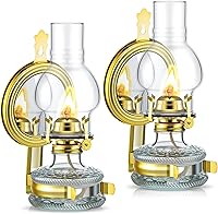 Vista 10 de Yexiya 2 piezas de lámpara de queroseno grande, cámara de linterna de aceite, lámpara de pared vintage de vidrio transparente, rústica con mecha