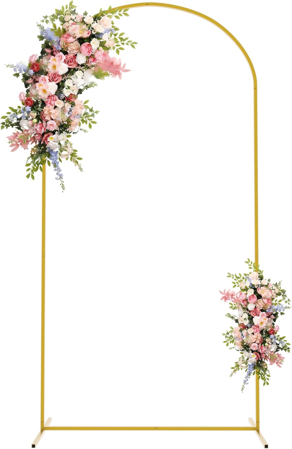 Asee'm 6.6FT Metal Arch Backdrop Stand Gold Arched Backdrop Frame for Wedding Party Ceremony Birthday Bridal Baby Shower Garden Floral Balloon Arch Decoration 6.6x3.3FT(HxW) Gold