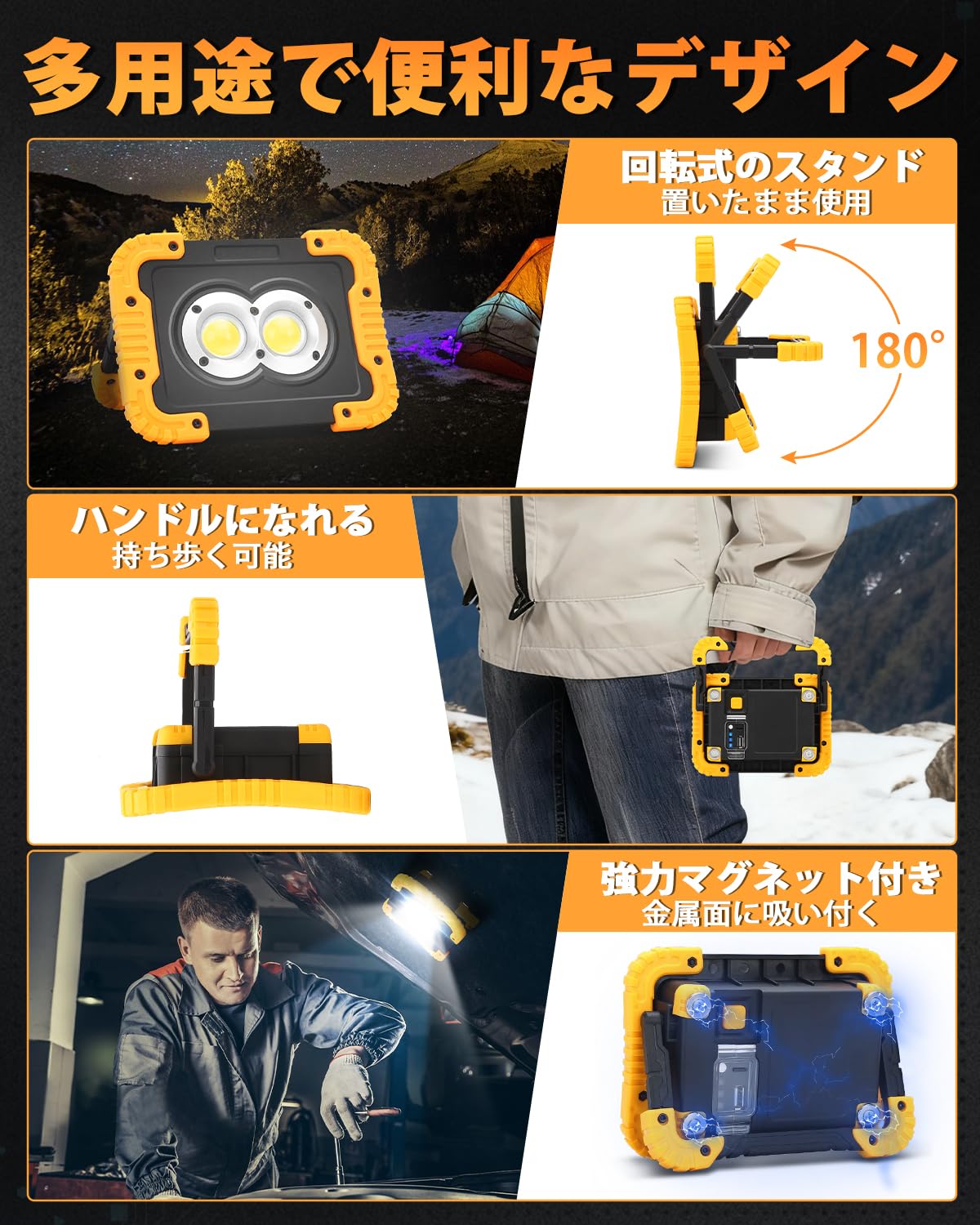 Amazon.co.jp: 『超爆光改良モデル』BORDAN LED投光器 屋外用 充電式