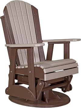 LuxCraft 2 Adirondack Swivel Glider - in 14 Colors, Weatherwood and Chestnut Brown