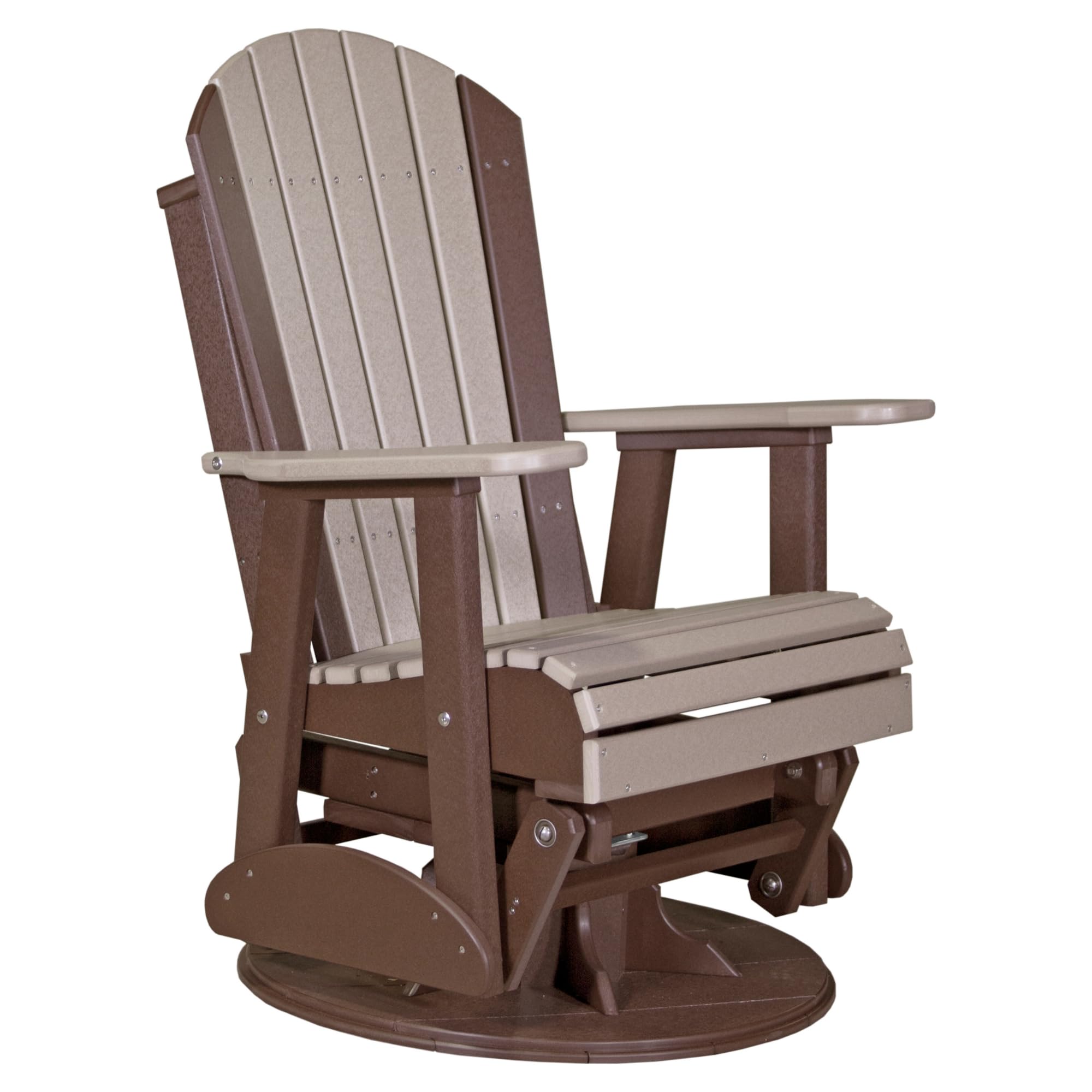 LuxCraft 2' Adirondack Swivel Glider - in 14 Colors, Weatherwood and Chestnut Brown