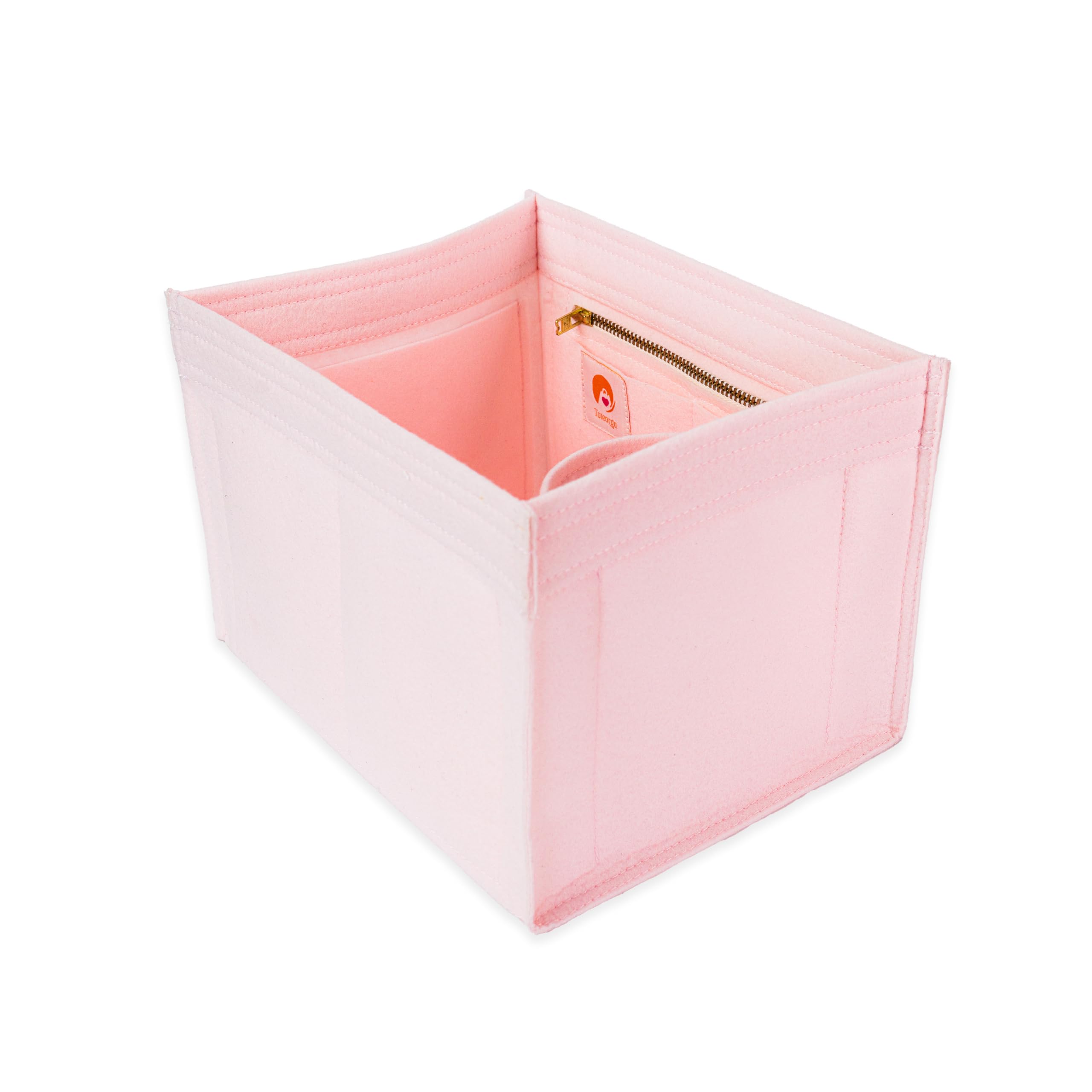 Picotin 22 Organizer – Purse Organizer Insert for Hermes Picotin Bag, Felt Tote Bag Organizer with 5 Card Slots, Zipper & Bottle Pocket, Bucket Bag Shaper (Baby Pink)-image-9