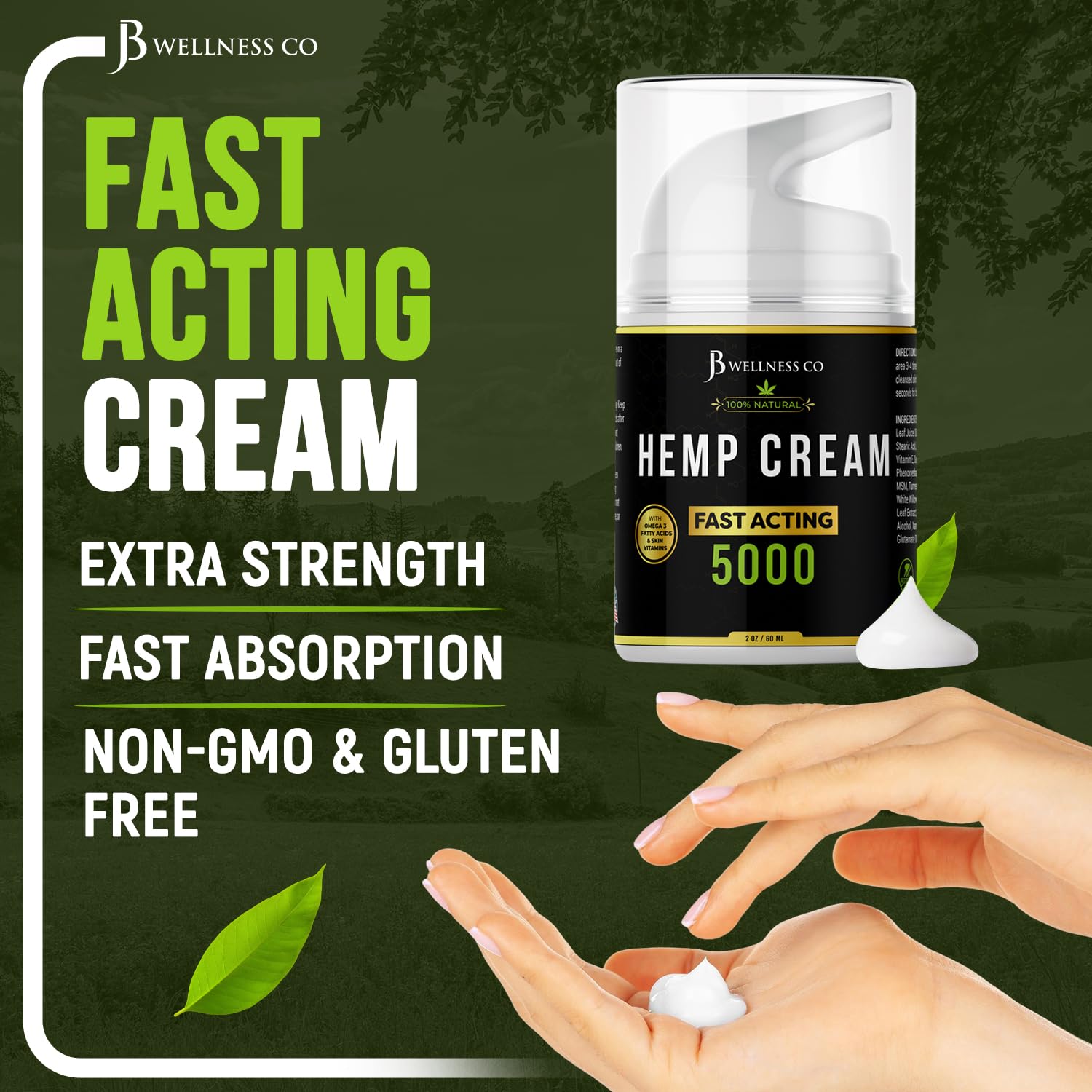 Hemp Cream -4oz- Neem, MSM, Turmeric, Emu Oil, Menthol, Aloe - 2 Pack - Image 2