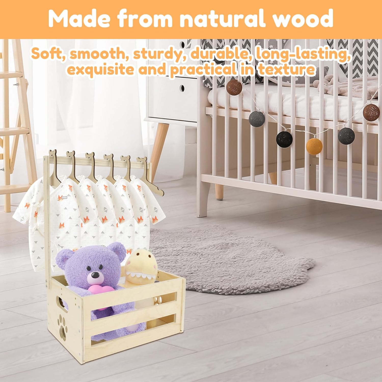 Wooden Baby Shower Crate Closet, Large Capacity Baby Shower Present Basket Decorative Baby Clothes Crate Box for Clothes Shoes Toys