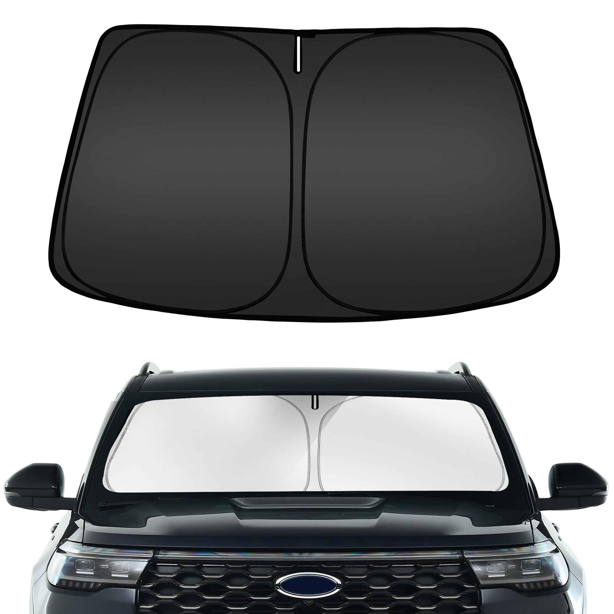 ARISMOTOR Windshield Sun Shade for Ford Explorer 2020-2025 2026, Custom Fit Foldable Front Window Sunshade Sun Visor Protector, Block UV Rays Keep