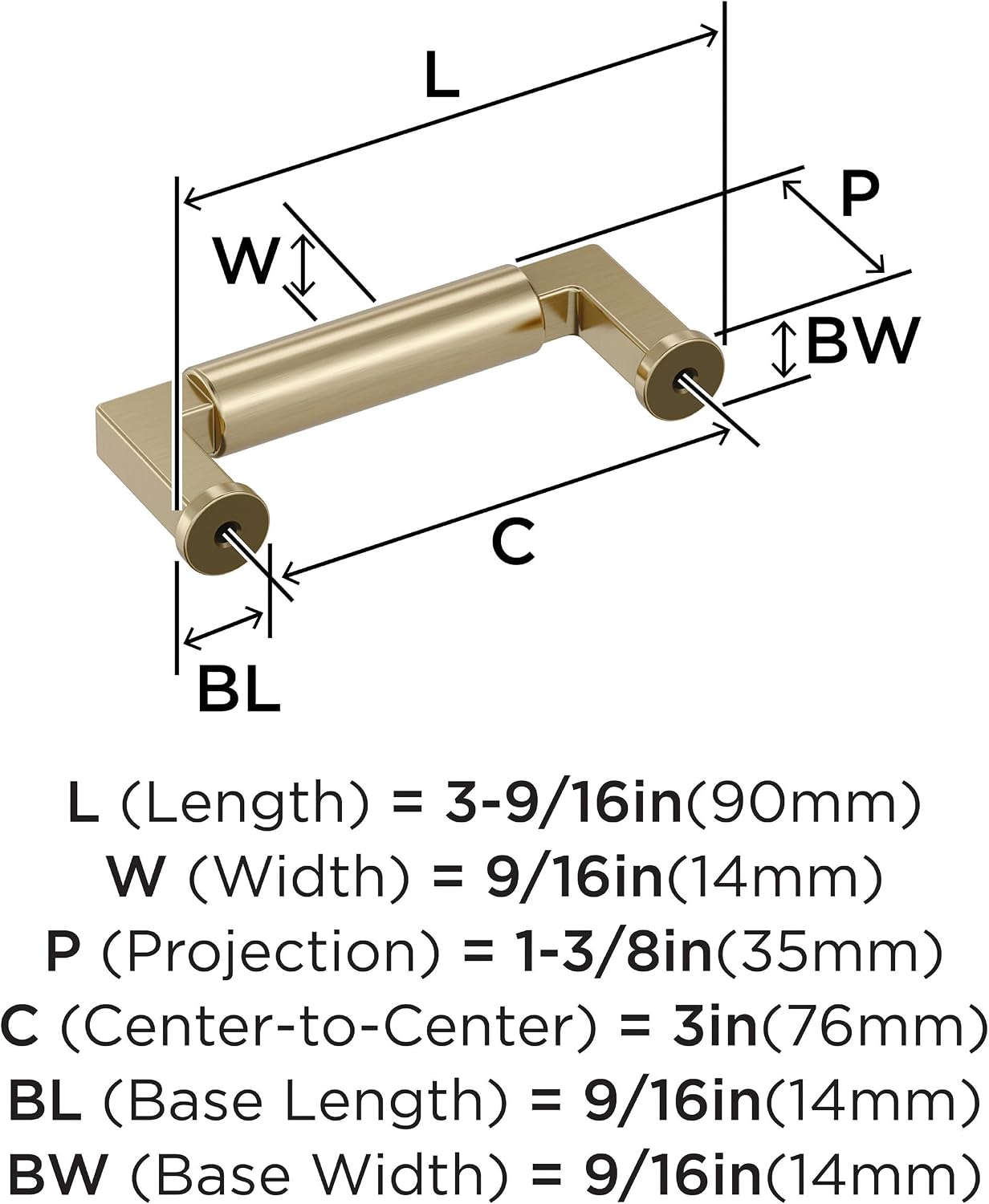Amerock Balon 3 inch (76mm) Center-to-Center Golden Champagne Cabinet Pull, BP37482BBZ