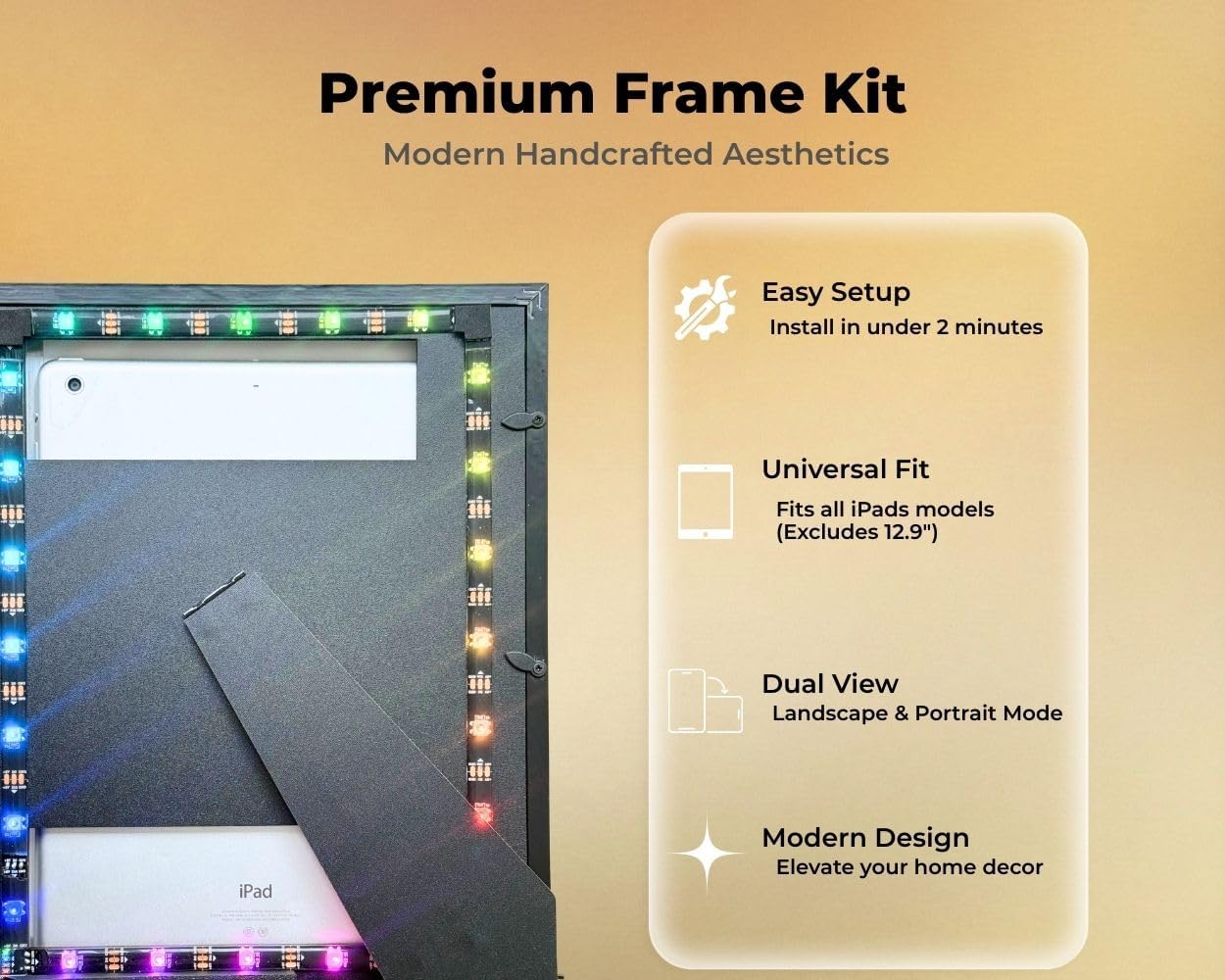 iFramix Kit for iPad Repurposing - Turn Old iPad into Smart Digital Photo Frame & Dashboard (Black)