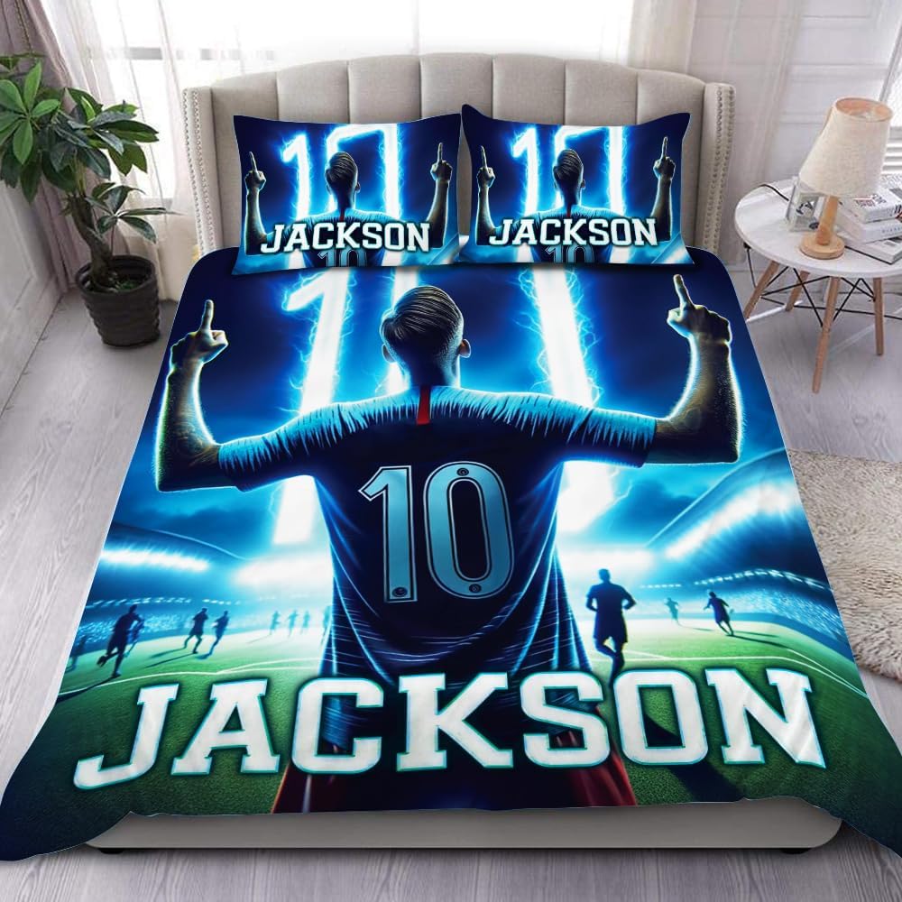 Customize Soccer Bedding Set Full Comforter, Football Twin Bedding for Boys, Team Gifts (Soccer 24, Multi-sizes)