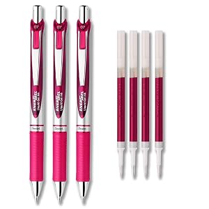 Pentel EnerGel Deluxe RTX Liquid Gel Ink Pen Set Kit Pack of 3 with 4 Refills 0 7mm