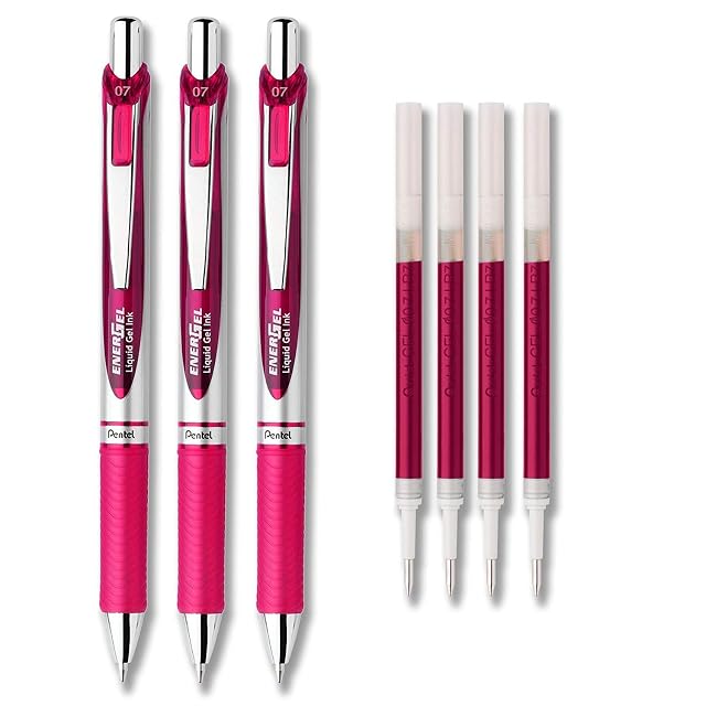 Pentel EnerGel Deluxe RTX Liquid Gel Ink Pen Set Kit Pack of 3 with 4 Refills 0 7mm