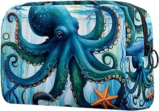 Ocean Octopus Starfish Travel Makeup Bag, Lar...