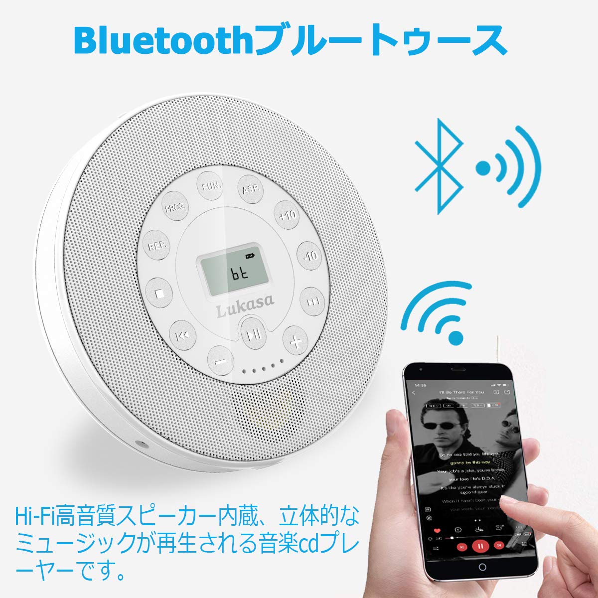 Amazon.co.jp: CDプレーヤー ポータブル Lukasu CDウォークマン 小型