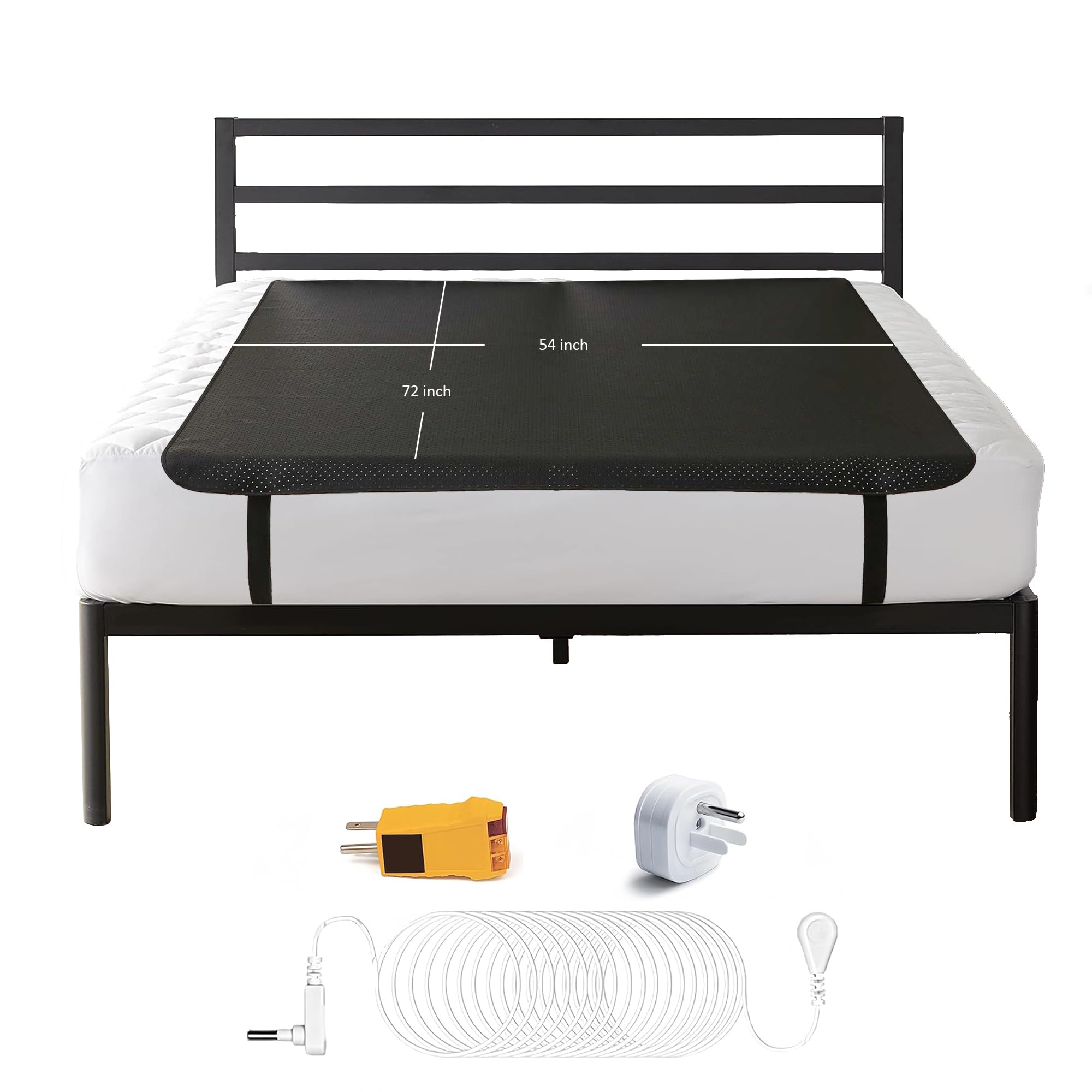 Grounding Mattress Cover for Bed (King XL)｜Mat for Improved Sleep, Reduced Anxiety, Pain, Inflammation, Headache Relief, Balance.Grounded Therapy.Connect to Earth While Indoors (Black, 72 * 54 inch)