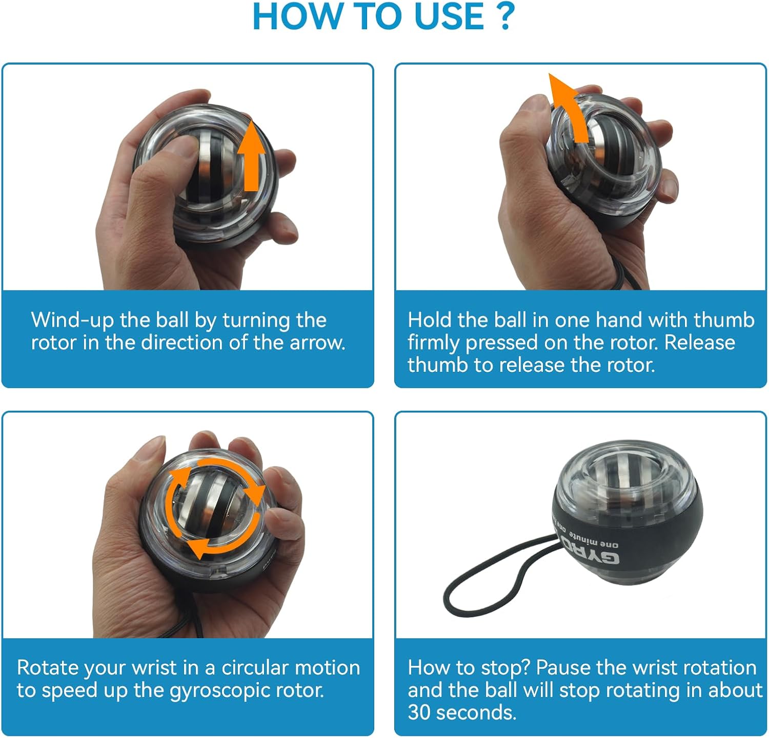 Gyro Ball Hand Exerciser & Power Ball Hand Exerciser Adjustable Resistance to Strengthen Fingers, Wrists, and Arms - Includes a Digital Counter for Stronger Wrist Bones and Muscle