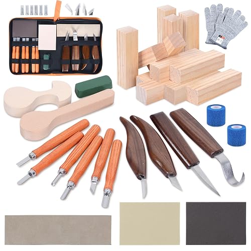 Ninonly 42pcs Wood Carving Tools Kit, Wood Whittling Knife Set