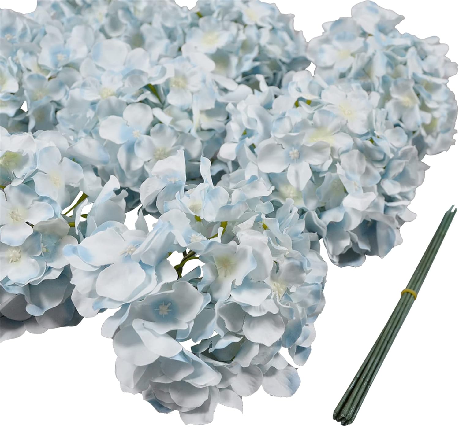 DH EYB 10 pcs Lake Blue Hydrangea Artificial Flowers, Silk Artificial Hydrangea