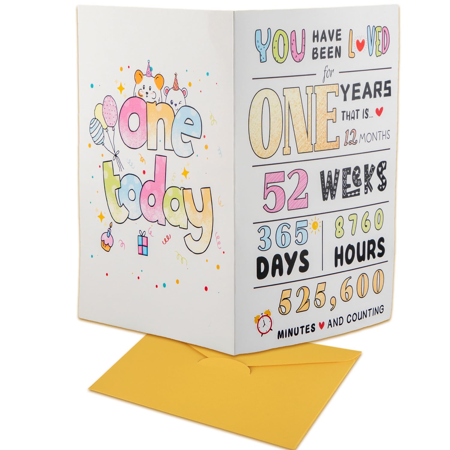 Tarjeta de primer cumpleaños, tarjeta de aniversario de 1 año, tarjeta de bebé niña, tarjeta de primer cumpleaños, tarjeta de aniversario para pareja, tarjeta de primer aniversario de boda, tarjeta