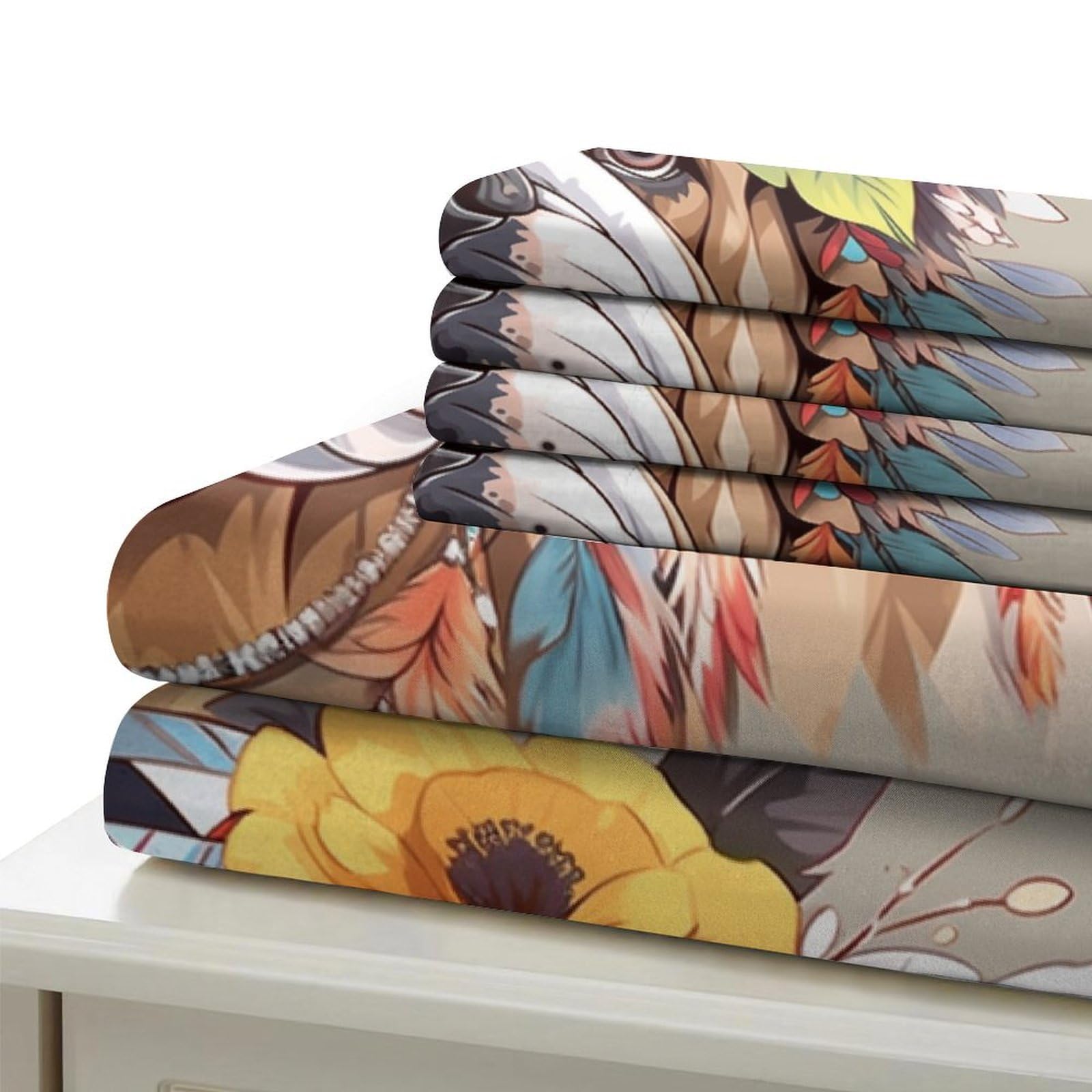 Stampato in 3D BullLuna francese Copertina Stampata Microfibra Disegnata Set Di Biancheria Da Letto Ipoallergenico Con 2 Federe,Double（200x200cm）, Per Adolescenti E Adulti