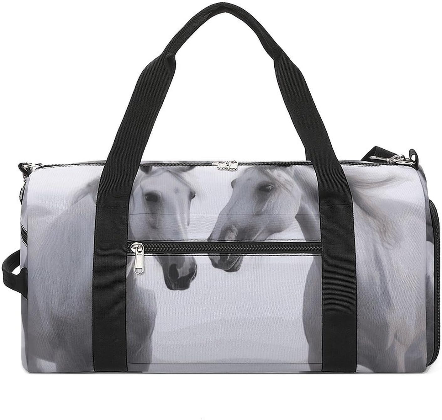Gym Bag for Men Travel Duffle Bag White Horses Tote Bag Weekender Duffel Bag Weekender Bag for Sports