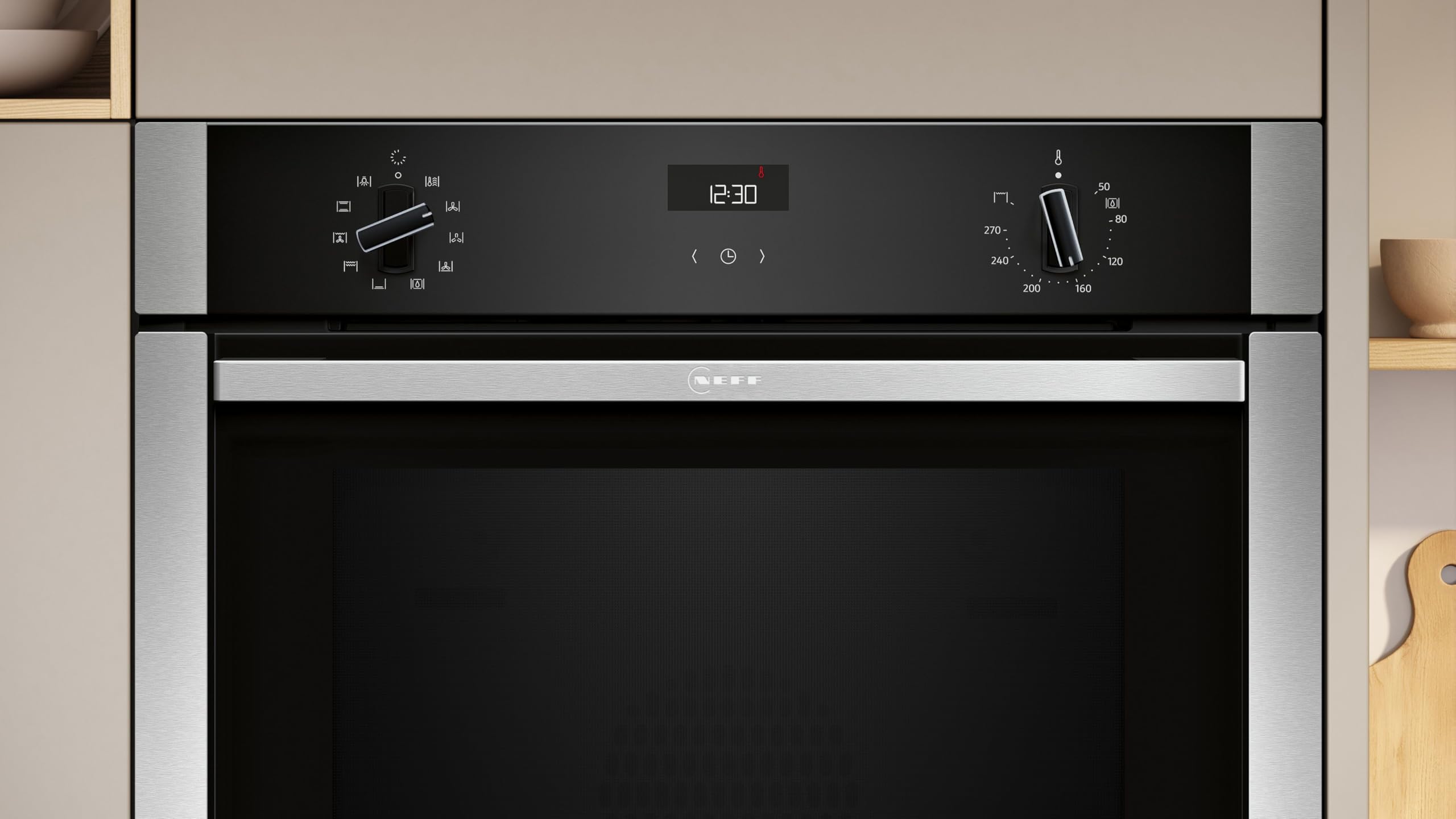 NEFF, N50, B3ACE4AN3B, 60cm Built-in Single Oven features Hide®, Eco Clean with Easy Clean, CircoTherm, Energy Efficiency Class A+ and LCD-Display in Stainless steel — view 2