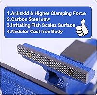 Vista 4 de Tornillo de banco, tornillo de banco de 4-1/2 pulgadas para banco de trabajo, tornillo de banco para el hogar con mandíbula de tubo y tornillo