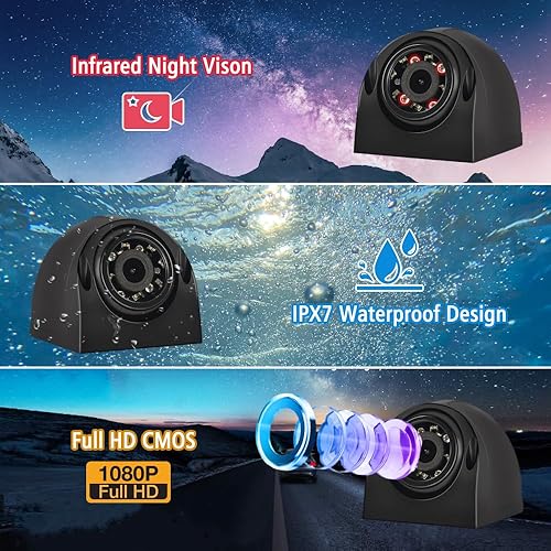 Miniatura 5 de VSYSTO H7 4CH Camión Dash Cámara 360 DVR Dash Cam Sistema de cámara de seguridad Cámaras de respaldo de vehículo 1080P Vista lateral frontal trasera