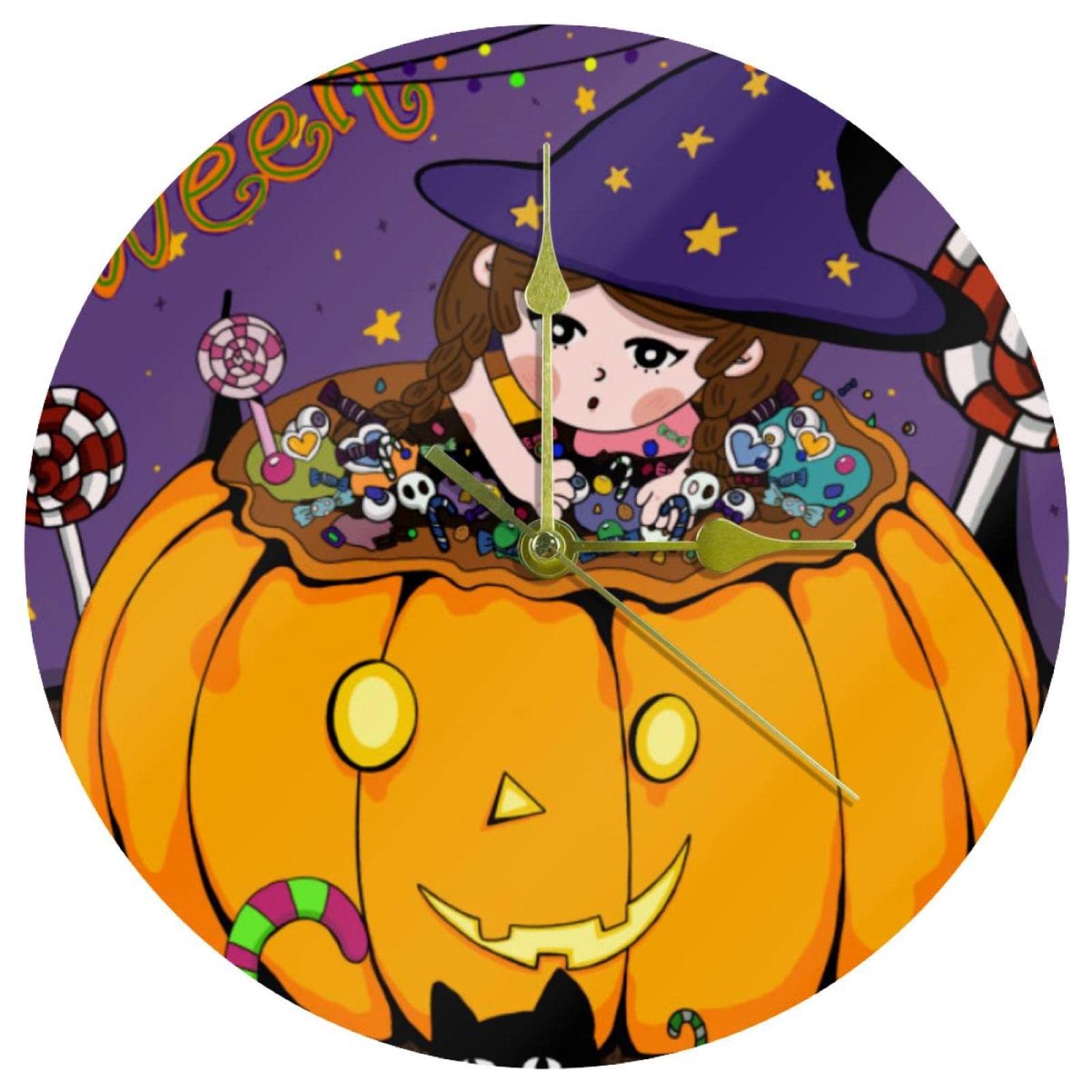 Horloge murale Halloween ronde pour décorer l'école et la maison
