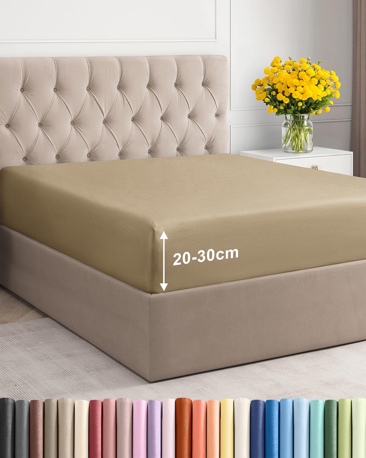 CGK Unlimited Spannbettlaken - Extra Tiefes Spannbetttuch für Matratzen bis 30 cm (12