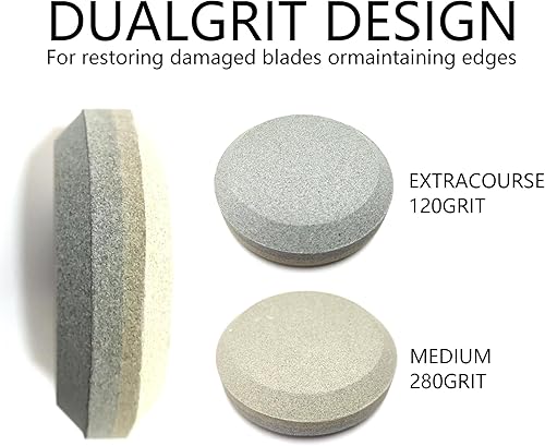 Miniatura 2 de ICFAE Afilador de hacha de piedra de afilar, 120 granos280 granos, 3.15 x 1 pulgada, afilador de punto redondo de doble cara para hacha, cuchillo,