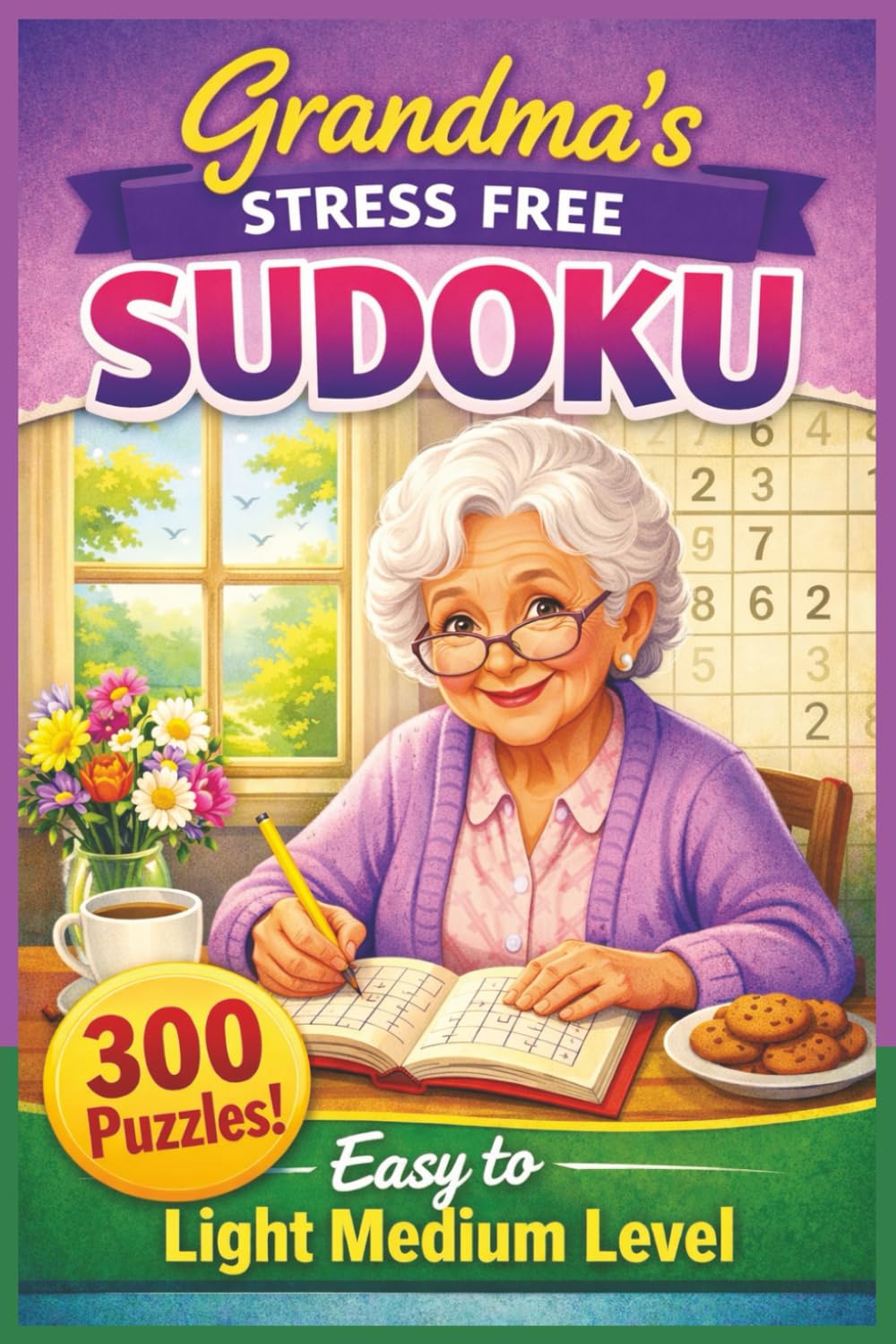 Grandma's Stress Free Sudoku, 300 Puzzles, Easy to Light Medium Level: 300 Easy to Light-Medium Sudoku Puzzles for Stress Relief and Brain Health (Tim Ryan Sudoku and Puzzles)