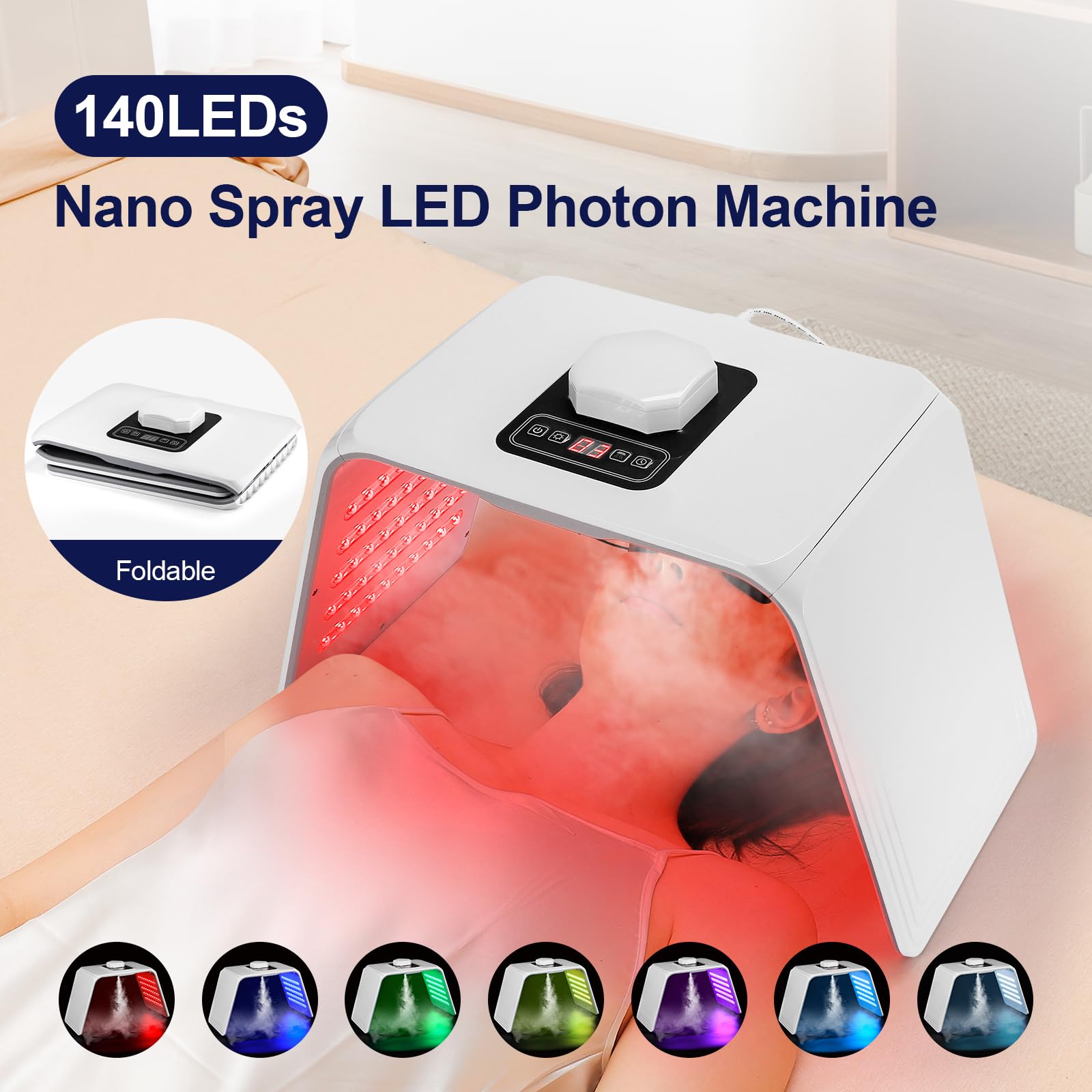 Led Maske Gesicht Beauty 7 Farben, Led Gesichtsmaske ， rote Lichttherapie-Lampe für Gesicht & Körper, LED-Licht-Therapie-Maschine, Home & Salon Verwendung