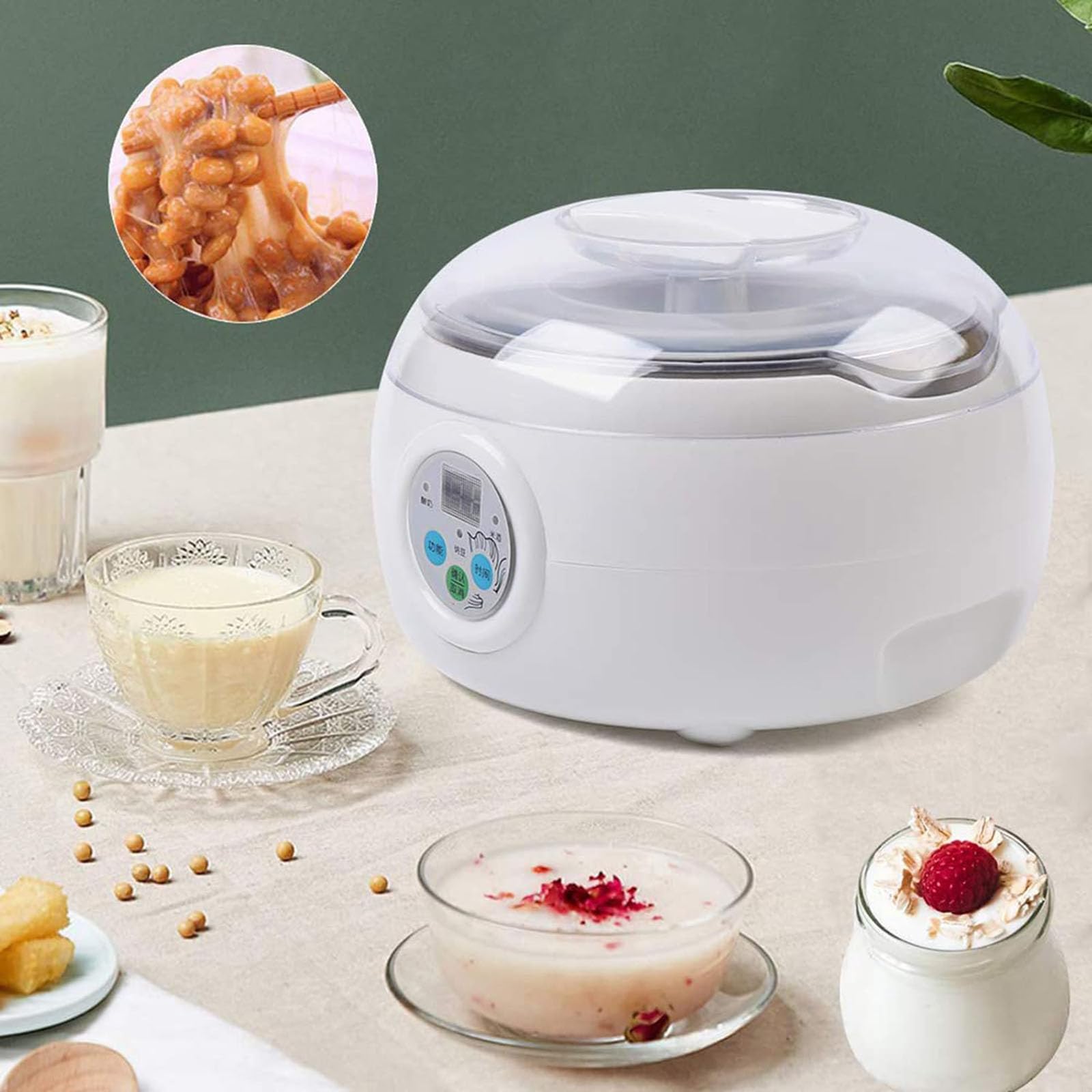 oiakus Automatic Natto Fermenting Machine, 1.5L Yogurt Natto Maker and Sourdough Bread Making Kit with Constant Temperature Control for Home, Organic Yogurt, Cheese, and Natto
