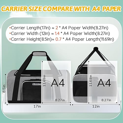 Miniatura 49 de Petskd Transportador de mascotas de 17 x 13 x 9.5 pulgadas, aprobado por aerolíneas suroestes, bolsa de viaje para gatos pequeños y perros
