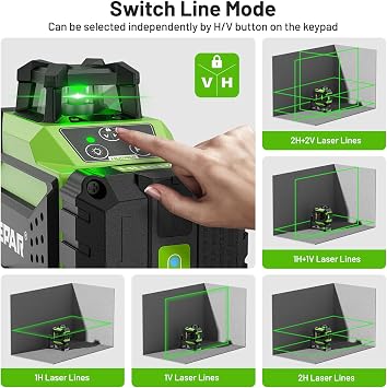 Huepar 360 Laser Level Self-Leveling Cross Line Laser Level 4D Green Beam 197Ft. Laser Tool 67.72 Lightweight Extendable Tripod, Li-ion Battery, Magnetic Base, Hard Carry Case-704CG&T16A