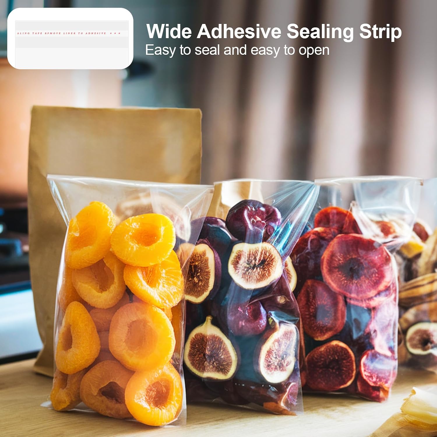 300 Pcs Cookie Bags with Seal, 5"x7" Clear Cellophane Bags | Resealable Closure, Food-Safe Material, Moisture Resistant, Party Favors, Bakery Display thumbnail