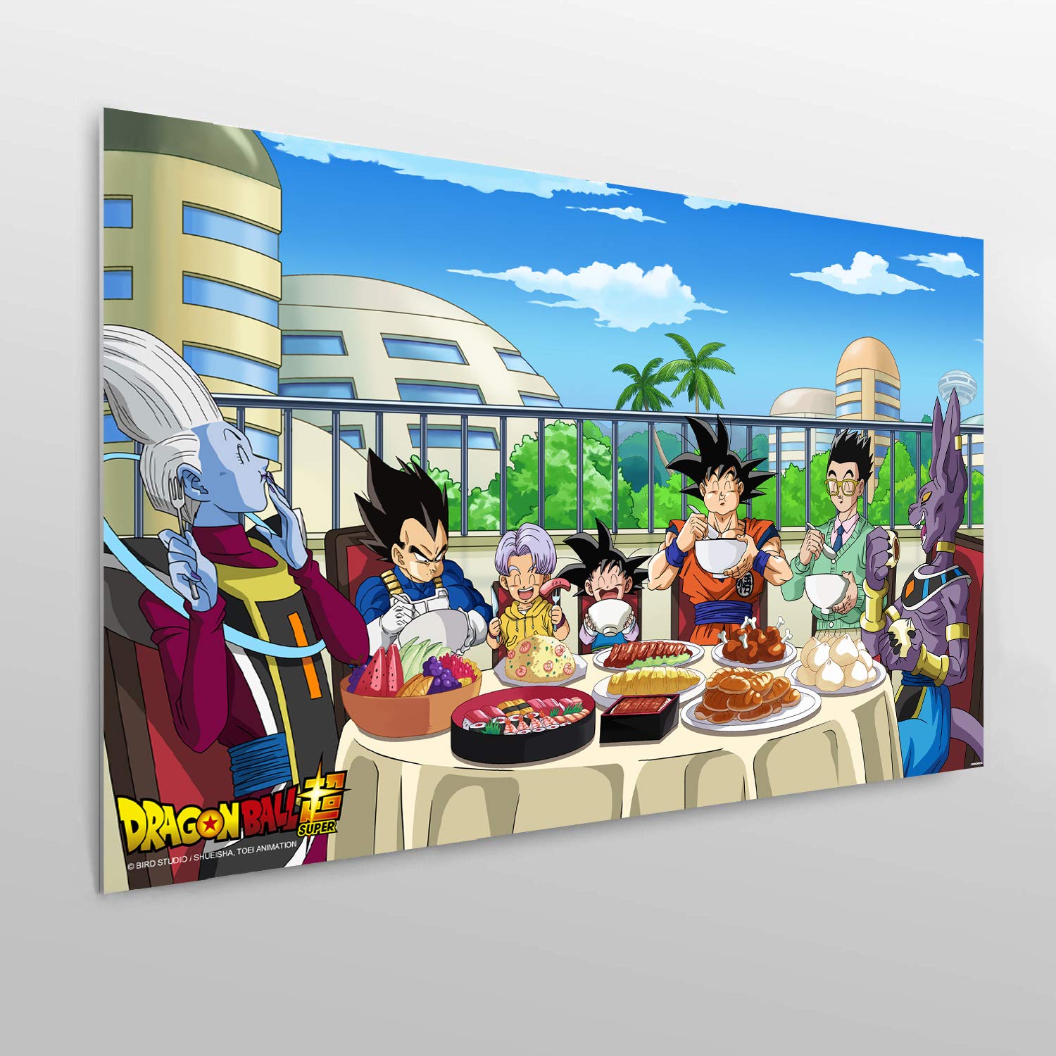 Oedim Cabecero Cama PVC Dragon Ball Super Comida de Personajes |115x60cm | Producto Oficial y Original | Cabecero Ligero, Elegante, Resistente y Económico | DBS