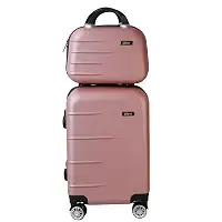 Kit Mala de Bordo Silent Ipanema + Frasqueira - Padrão ANAC | Rígida em ABS | 4 Rodas Duplas 360° | Cadeado Numérico Integrado | Leve e Resistente (Rosé Gold)