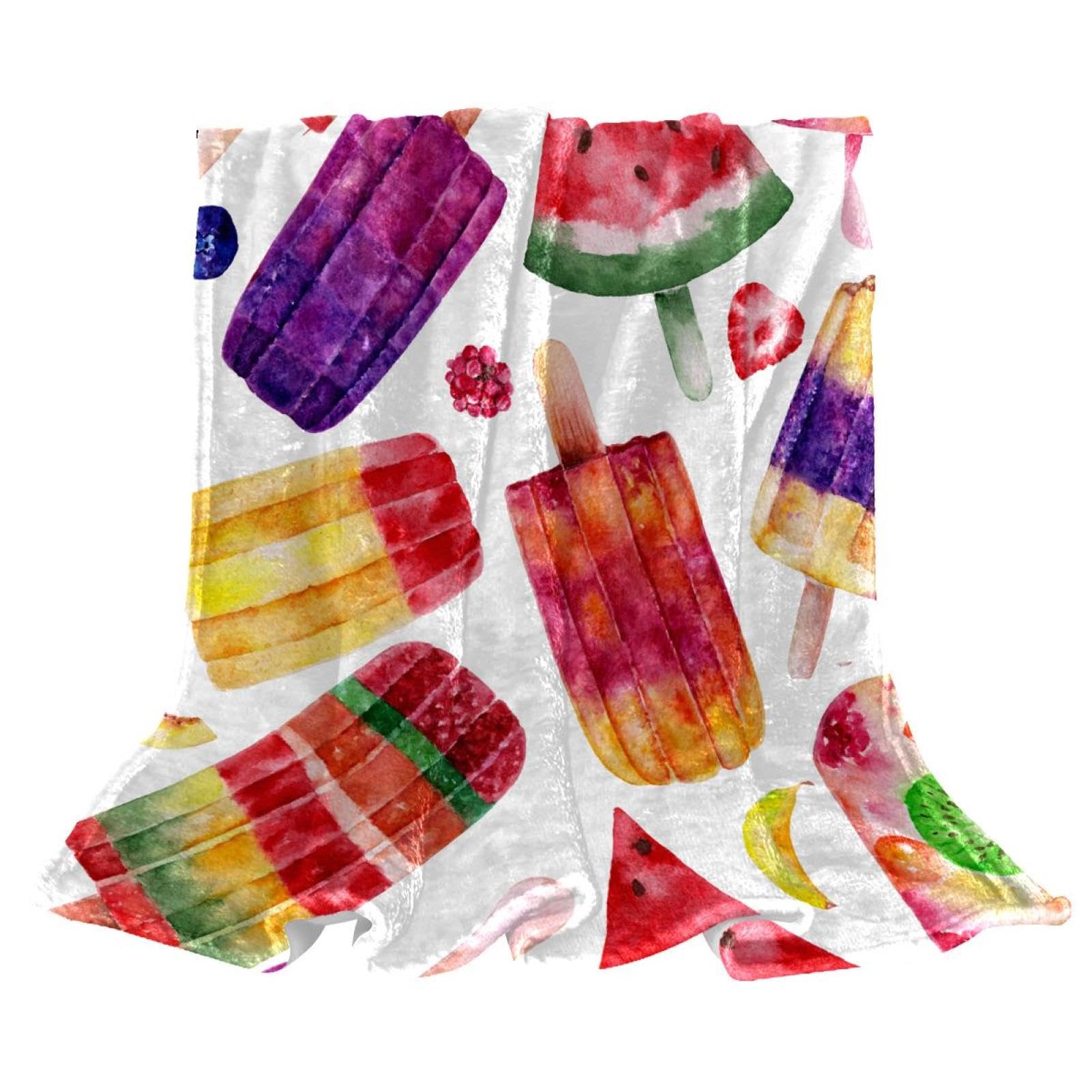 Couverture polaire popsicles colorés anti froid pour canapé et lit
