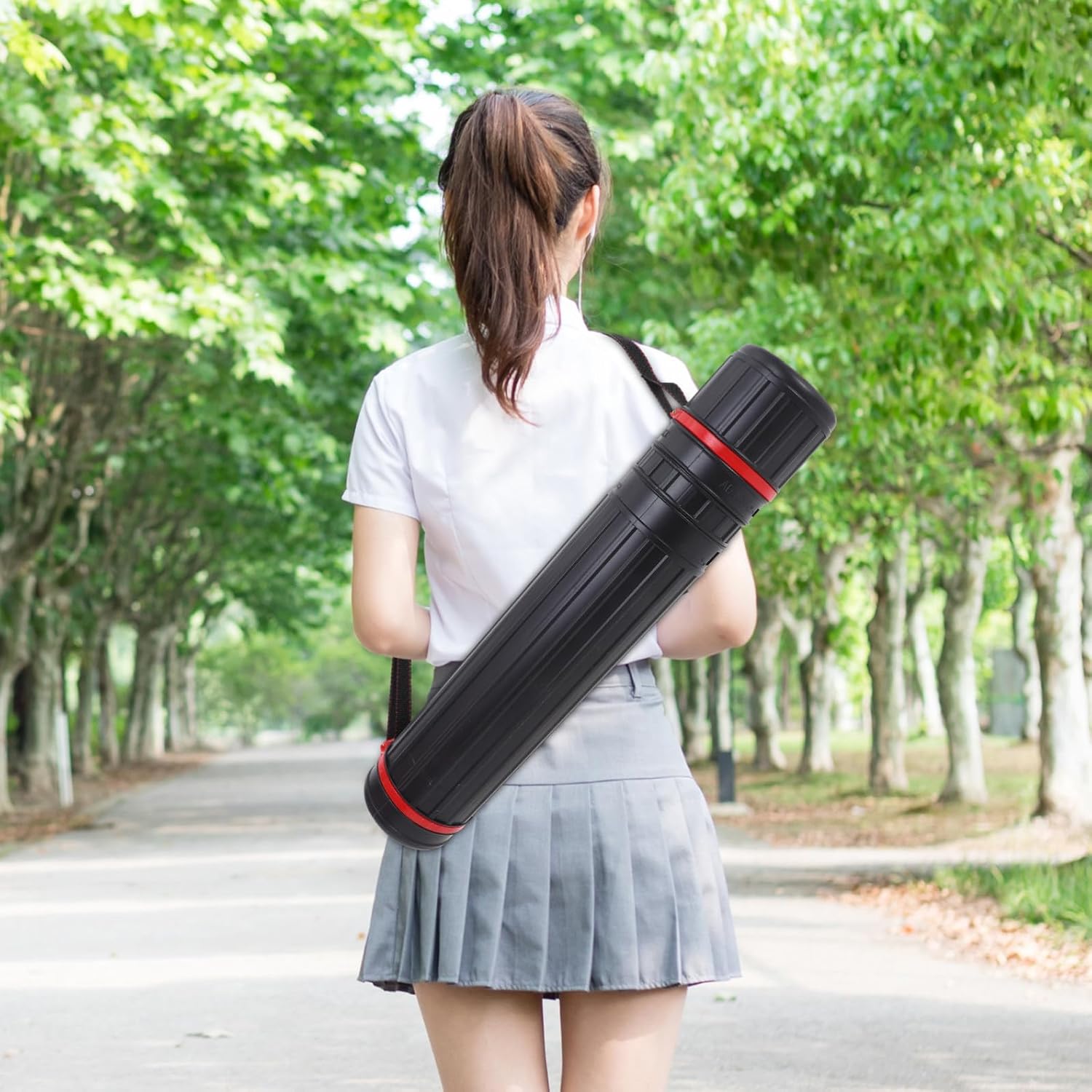 Expandable Hard Plastic Mailing Tube 10.5cm X 90cm with Adjustable Strap for Poster, Blueprint, Artwork Storage and Travel Transport