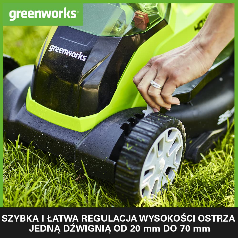 Greenworks G40LM35 Kosiarka Akumulatorowa do Trawników do 400m², Szerokość Koszenia 35cm, Torba 40L BEZ Baterii i Ładowarki 40V, 3 Lata Gwarancji