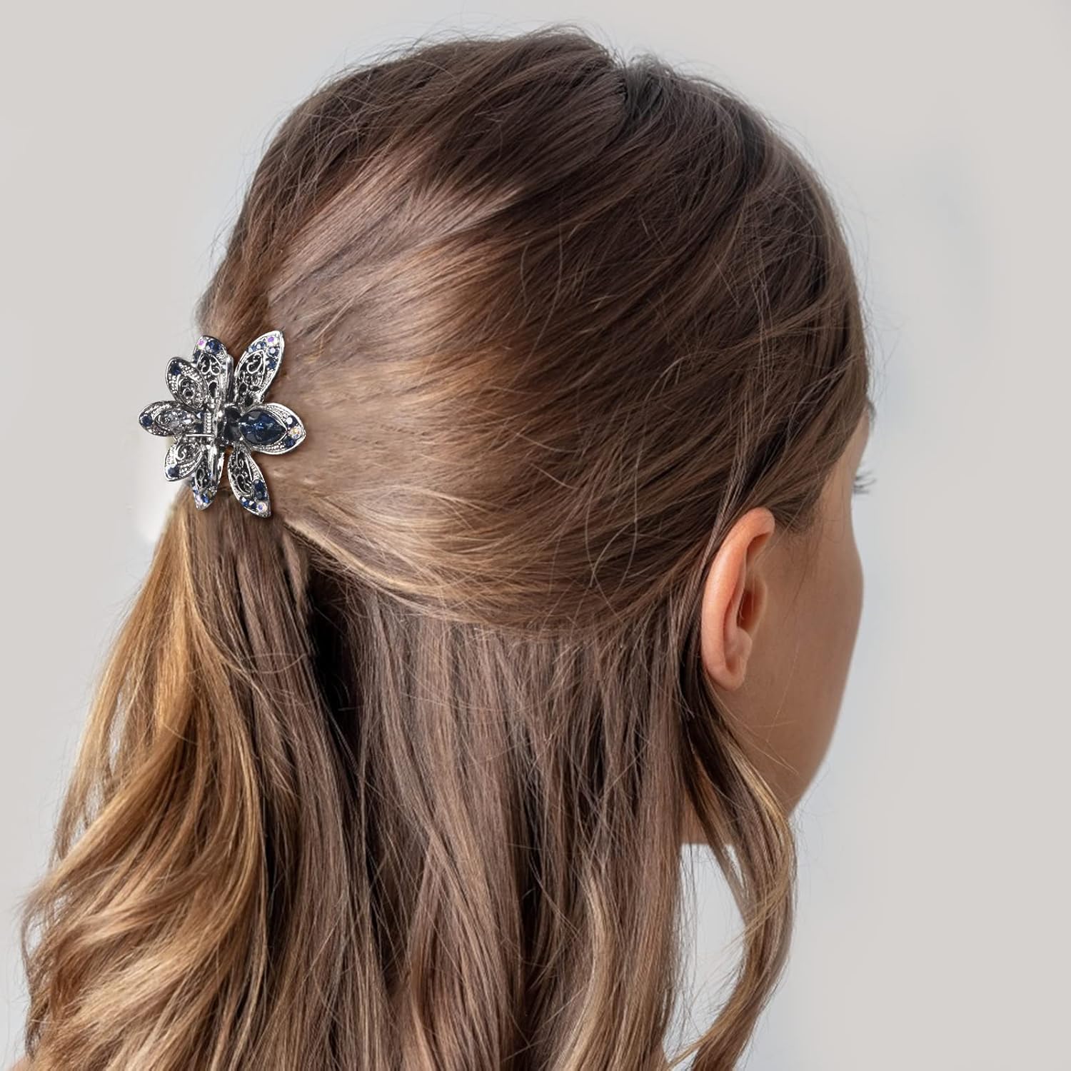 ISKYBOB Set of 3 Vintage Metal Jaw Clips Rhinestone Hair Claw Clip Hair Accessories for Women - Image 6