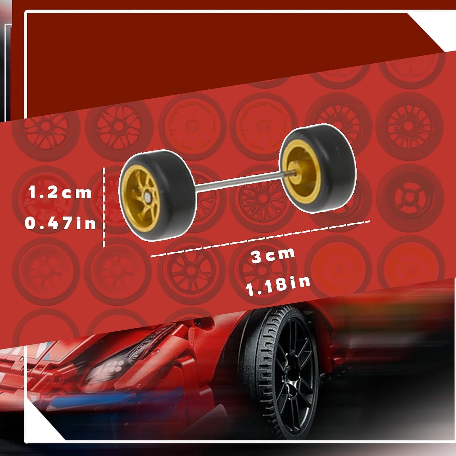 1/64 Wheels & Tires for 1/64 Scale Cars (20 Sets Packaging), Random Color Rims Tires Set for 1/64 Scale Toy Cars