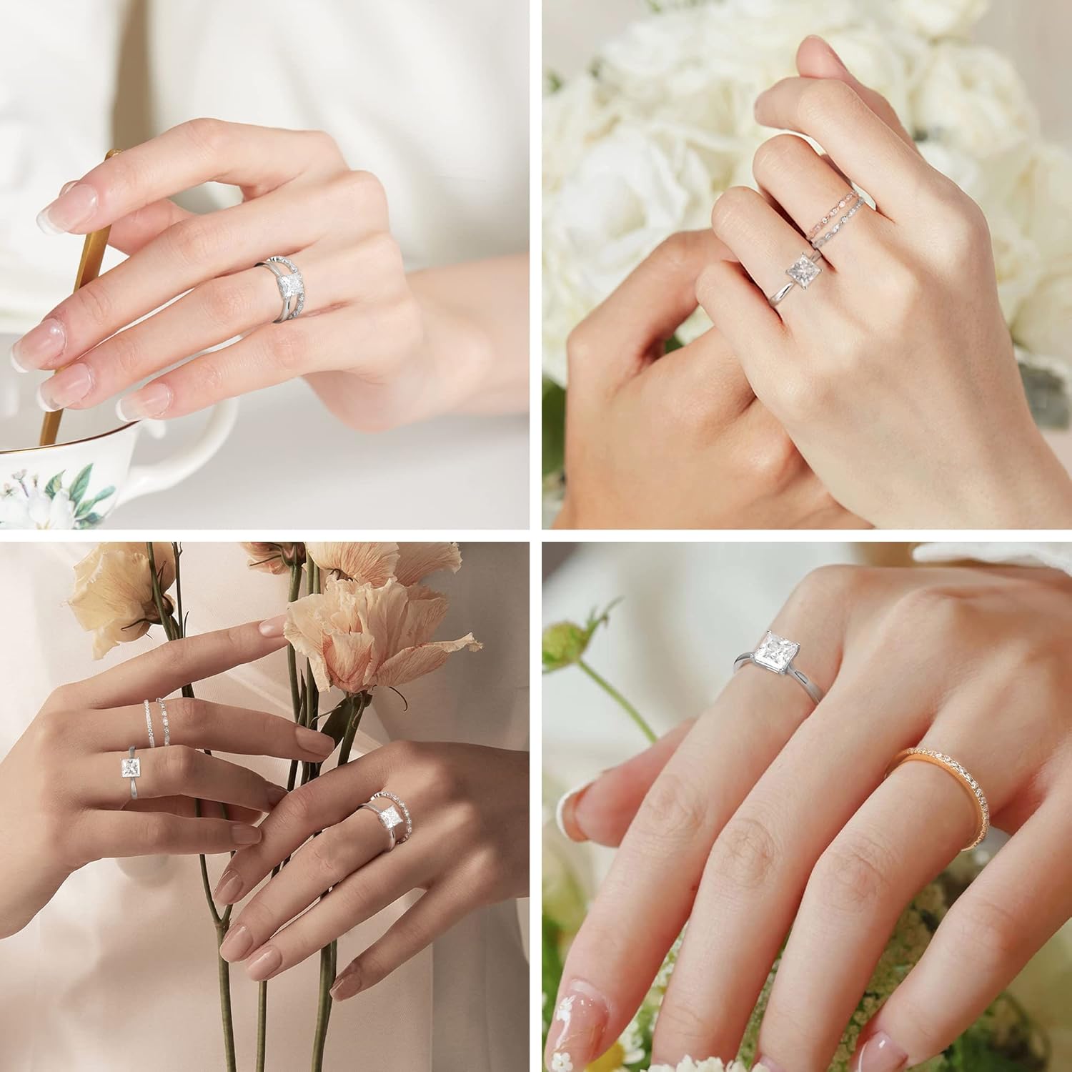 SMILEST 1.5ct Princess Moissanite Rings for Women, Lab Created Moissanite Solitaire Ring 925 Sterling Silver 4-Prong Moissanite Engagement Ring for Women - Image 5