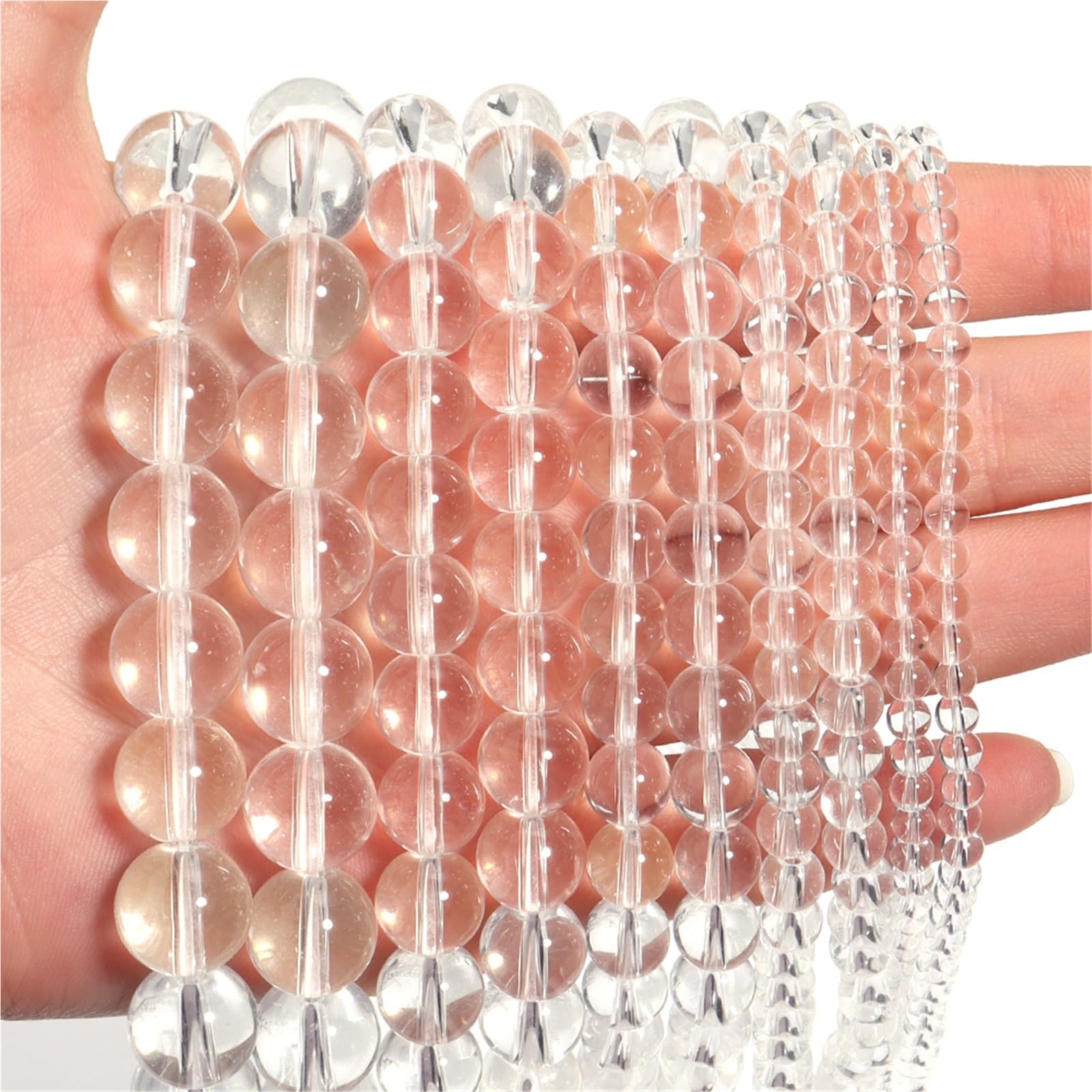 Cuentas de vidrio transparente 4/6/8/10/12mm, cuentas sueltas redondas blancas claras for fabricación joyería, suministros for pulseras y collares DIY Para Bricolaje(12mm approx 100pcs)