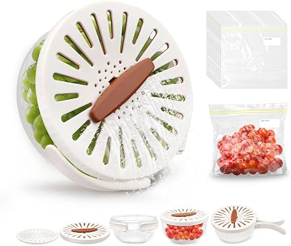 Fruit Washing Bowl with Strainer, Berry Washer with 15Pcs Food Storage Bags