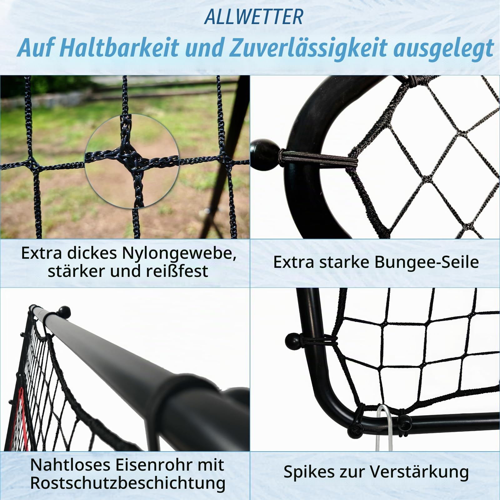Kapler Fußball Rebounder: Kickback Netz mit 5 Neigungswinkeln, Klappbare Fußball Rückprallwand 100x100/120x120 cm für Passspiel & Schusstraining im Garten