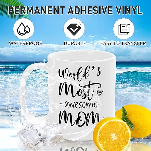 Miniatura 5 de IModeur - Rollo de vinilo permanente brillante negro para Cricut, 12" x 12 pies, vinilo adhesivo para decoración de tazas, decoración de fiesta,