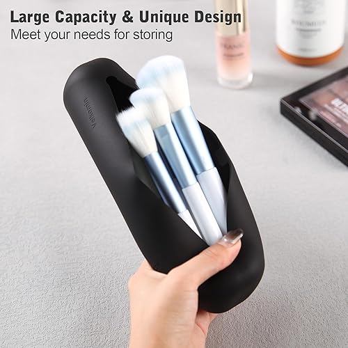 Miniatura 2 de Soporte para brochas de maquillaje, soporte portátil de silicona para brochas de rostro, organizador de herramientas de maquillaje suave y elegante