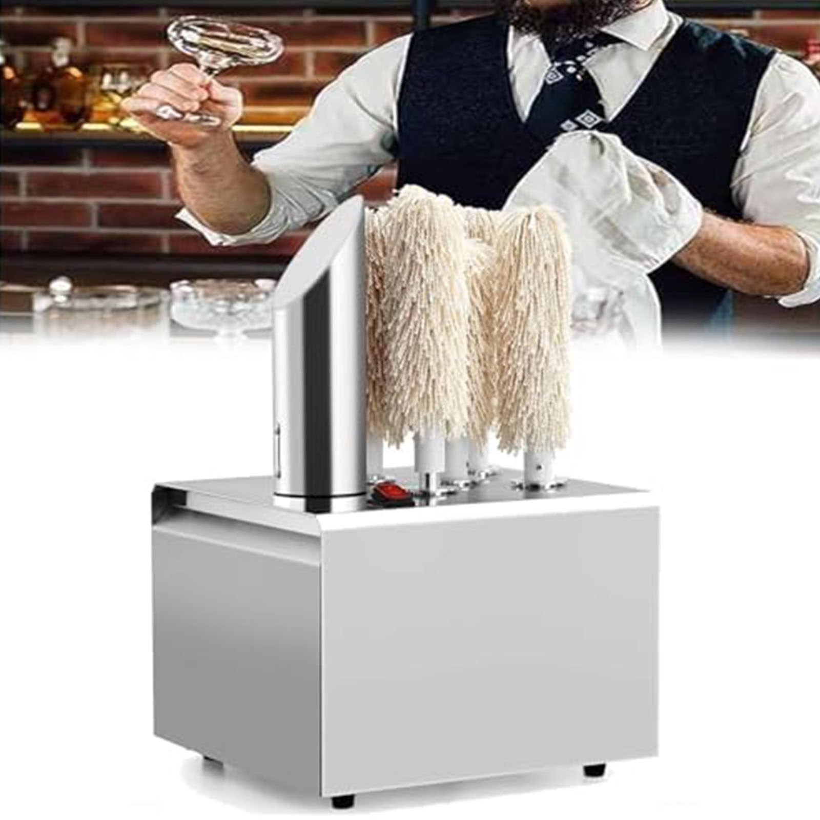 Pulidora eléctrica de copas de vino, secadora automática, 330/660 tazas/H, limpieza de 360°, 5 cepillos, para hoteles, bares, restaurantes